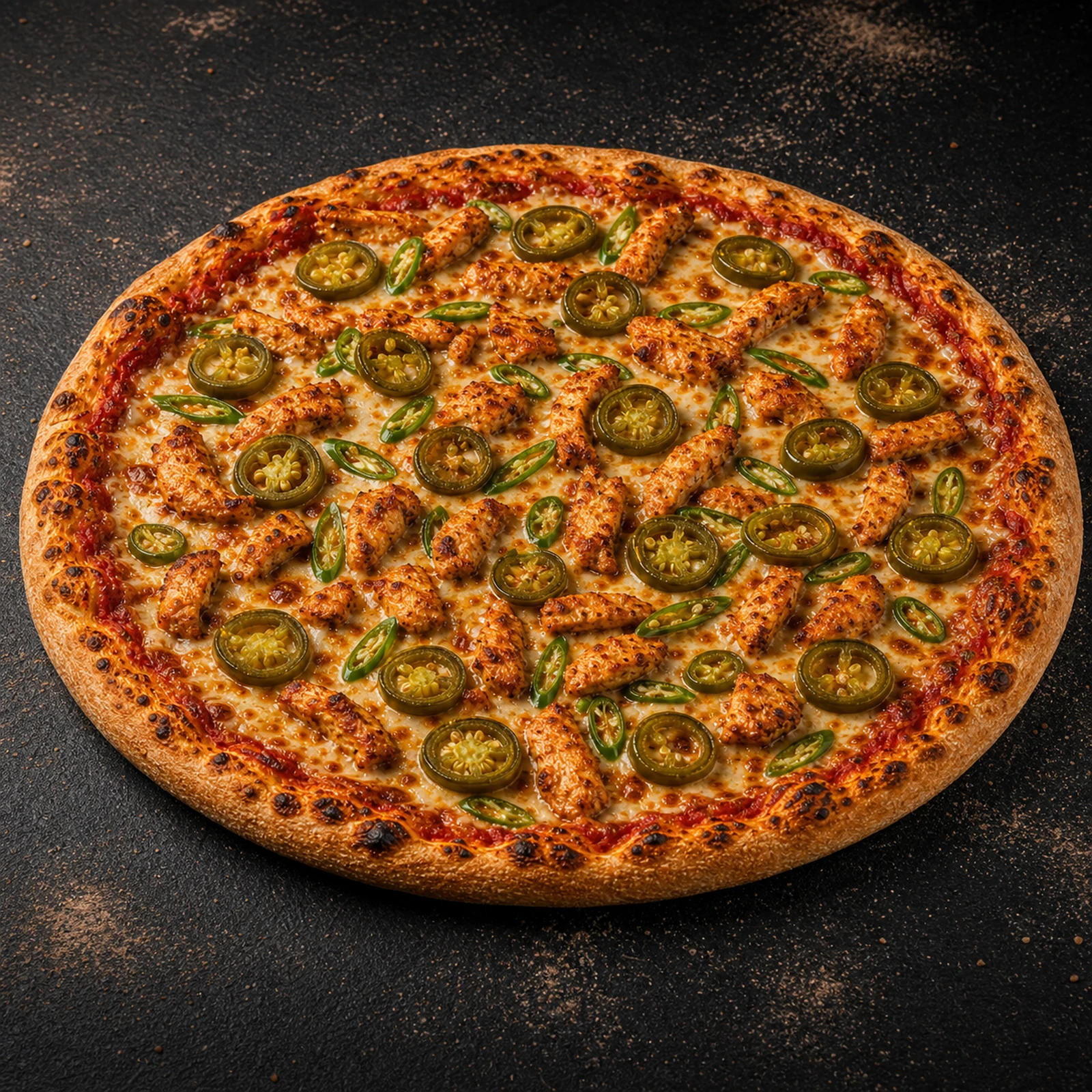 Mexican Pizza — Spicy Chicken, Jalapeños & Green Chillies