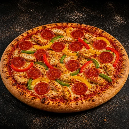 Sizzler Pizza — Spicy Chicken, Pepperoni, Peppers & Chilli