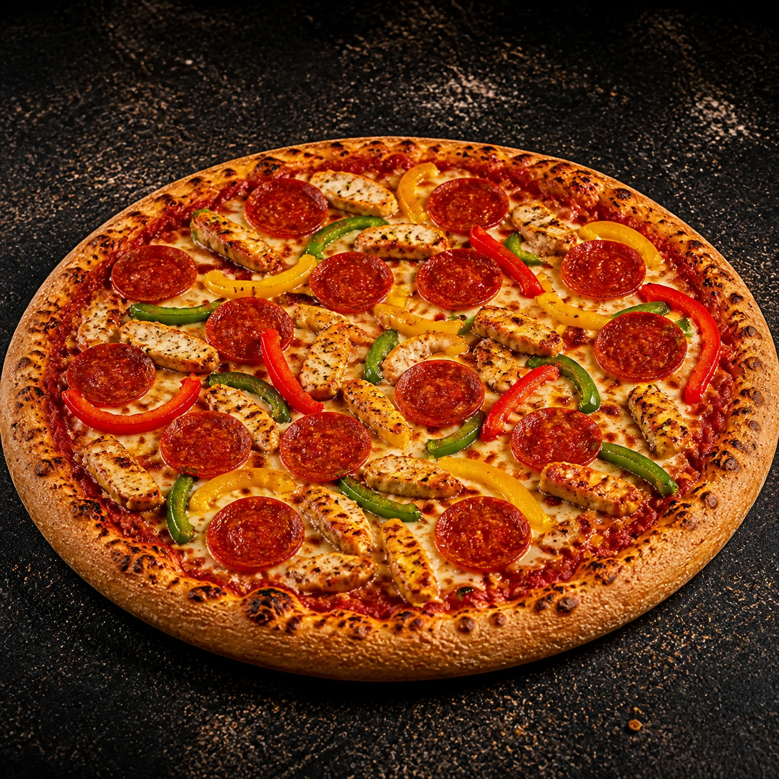 Sizzler Pizza — Spicy Chicken, Pepperoni, Peppers & Chilli