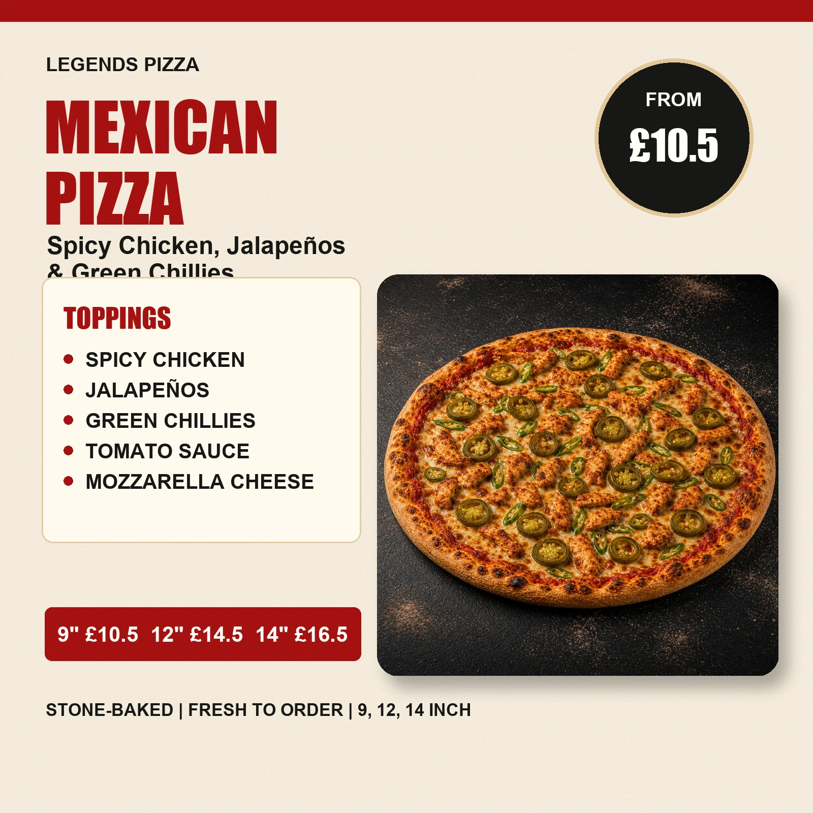 Mexican Pizza — Spicy Chicken, Jalapeños & Green Chillies - Image 2