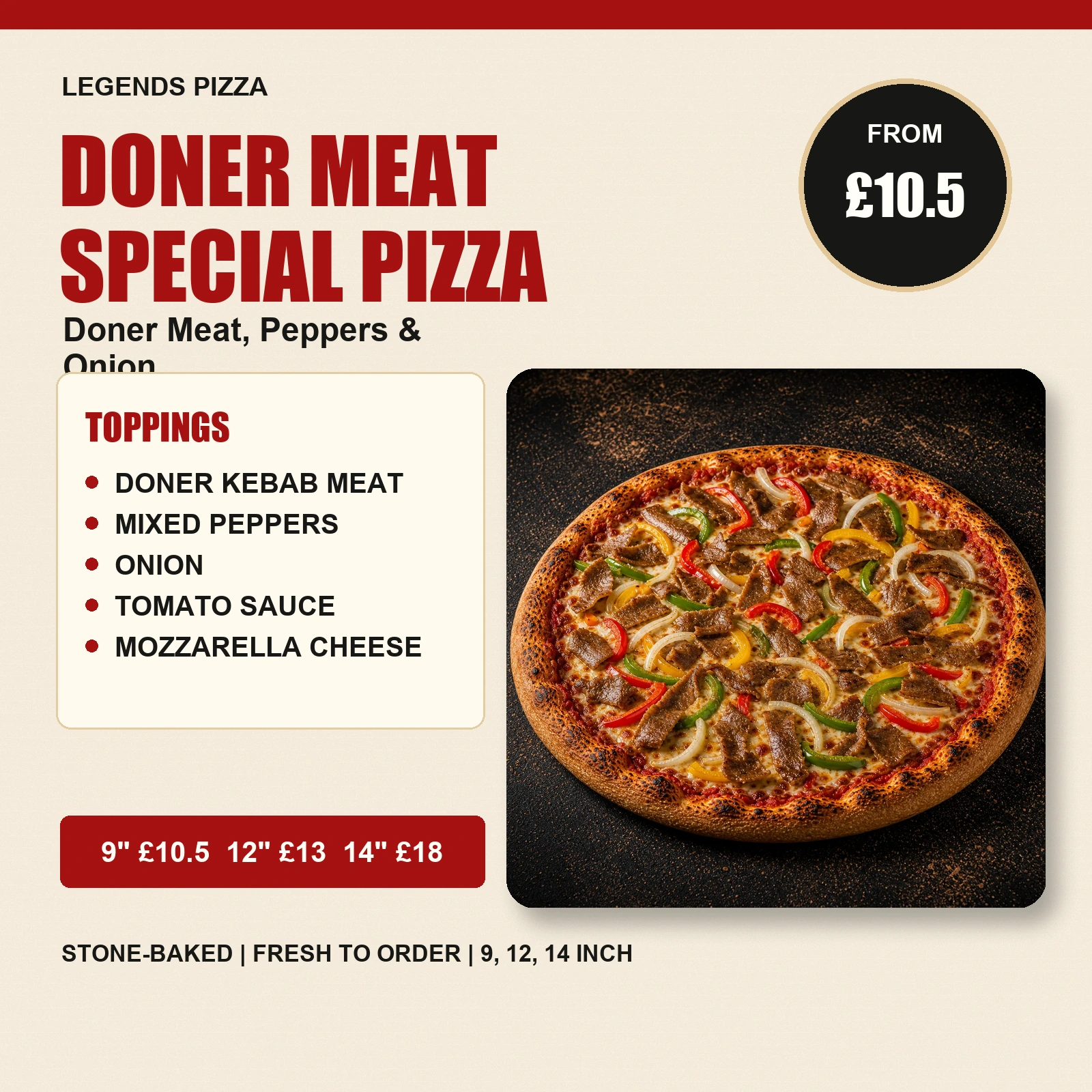 Doner Meat Special Pizza — Doner Meat, Peppers & Onion - Image 2