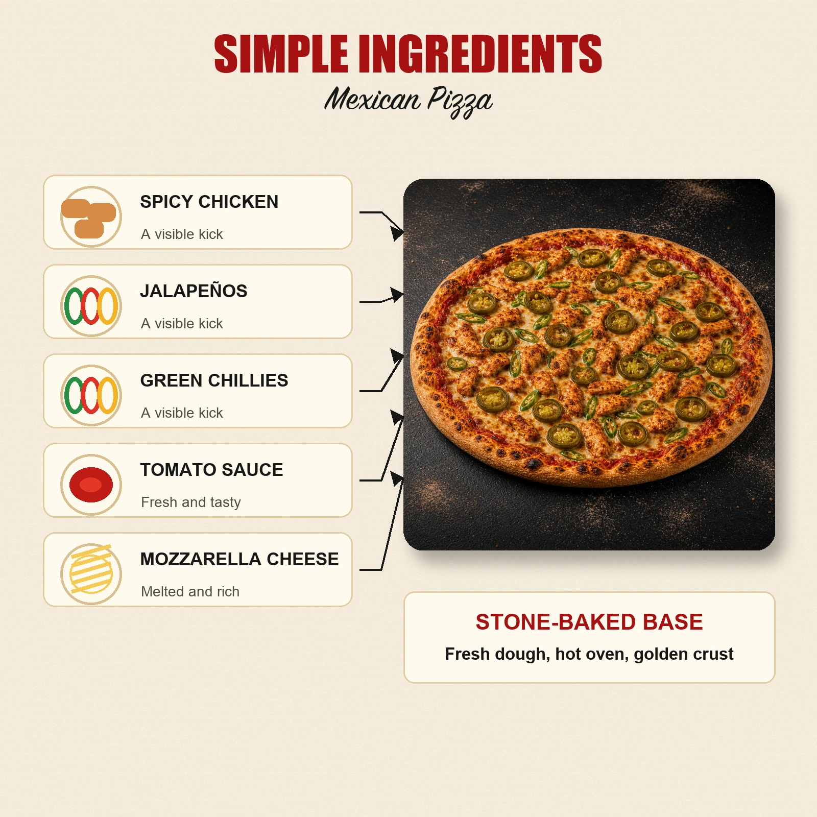 Mexican Pizza — Spicy Chicken, Jalapeños & Green Chillies - Image 3