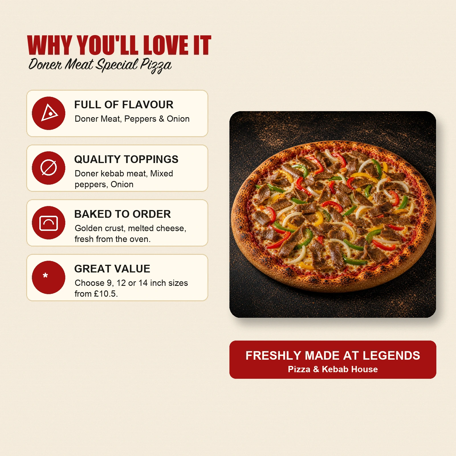Doner Meat Special Pizza — Doner Meat, Peppers & Onion - Image 4
