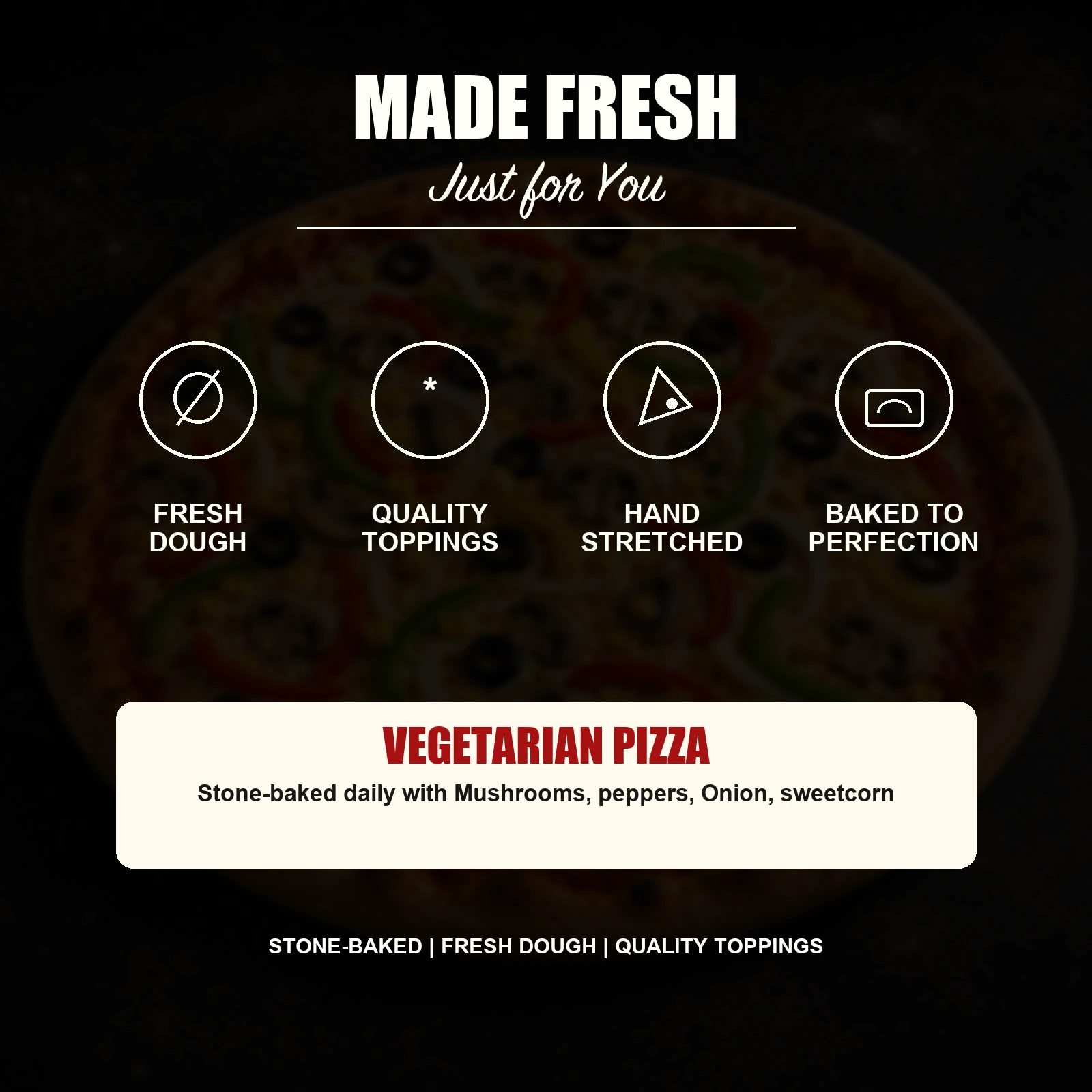Vegetarian Pizza — Mushrooms, Peppers, Onion, Sweetcorn & Olives - Image 5