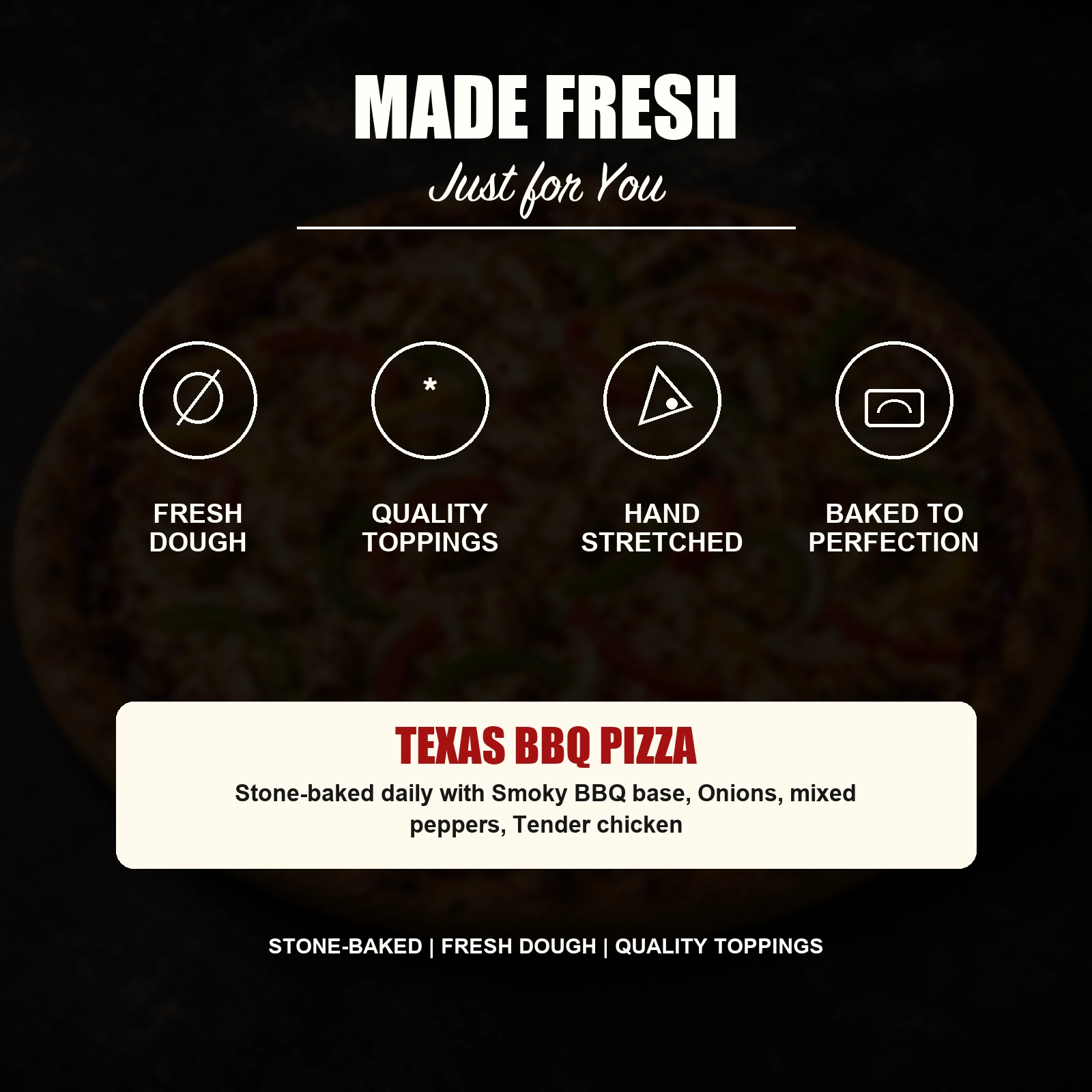 Texas BBQ Pizza — BBQ Base, Onions, Mixed Peppers & Chicken - Image 5