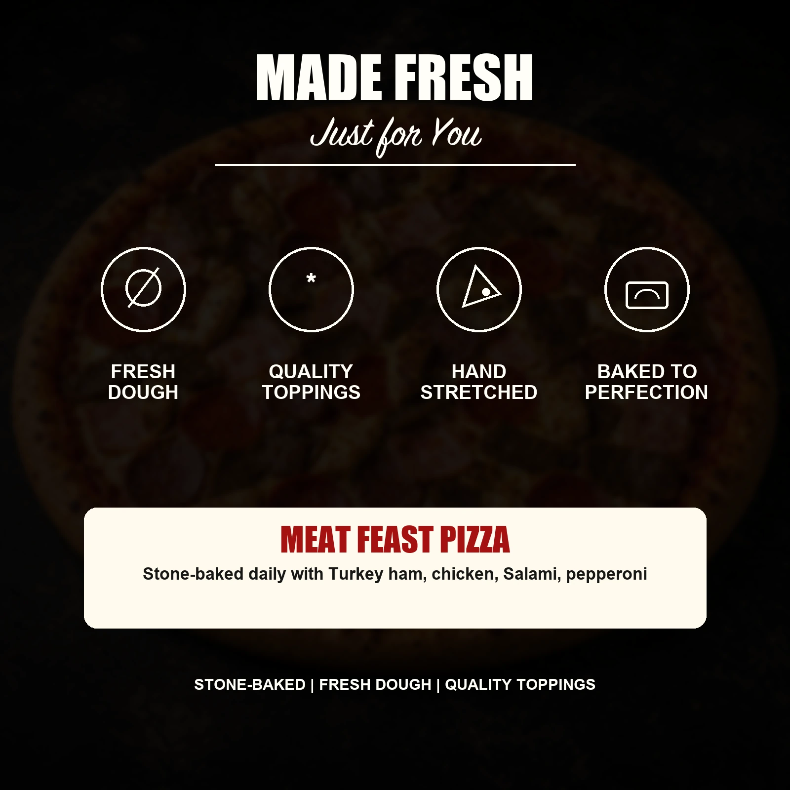 Meat Feast Pizza — Turkey Ham, Chicken, Salami, Pepperoni & Kebab Meat - Image 5