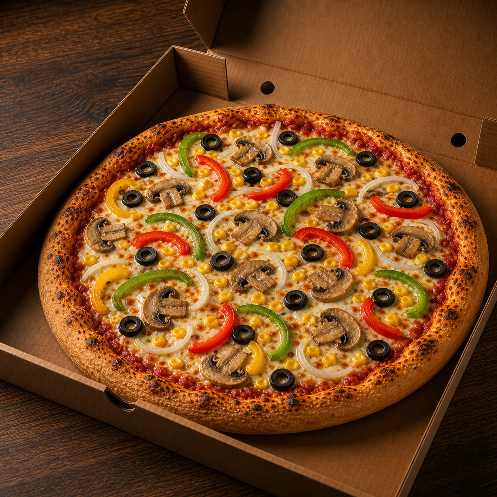 Vegetarian Pizza — Mushrooms, Peppers, Onion, Sweetcorn & Olives - Image 6