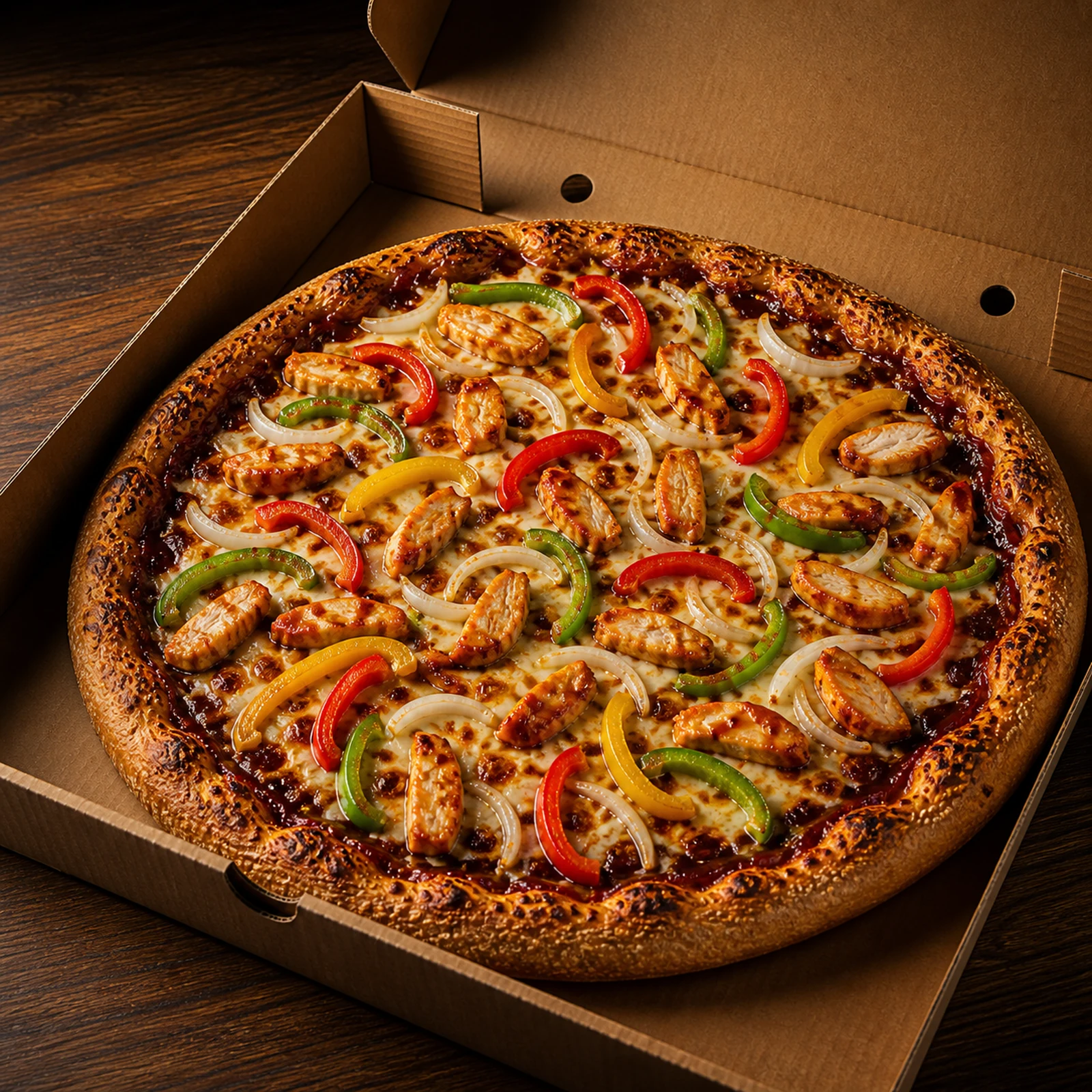 Texas BBQ Pizza — BBQ Base, Onions, Mixed Peppers & Chicken - Image 6