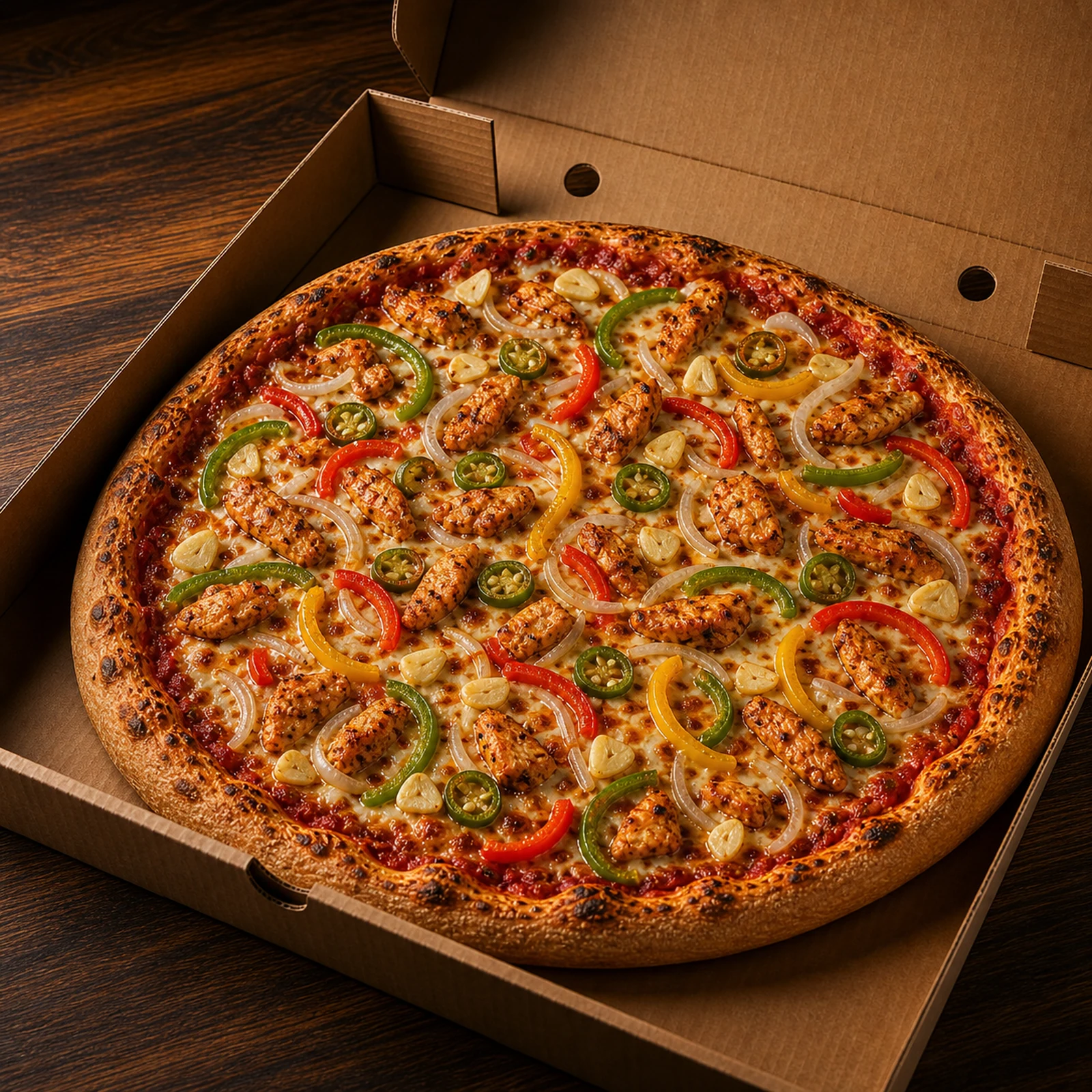Hot & Spicy Pizza — Spicy Chicken, Peppers, Garlic, Green Chillies & Jalapeños - Image 6