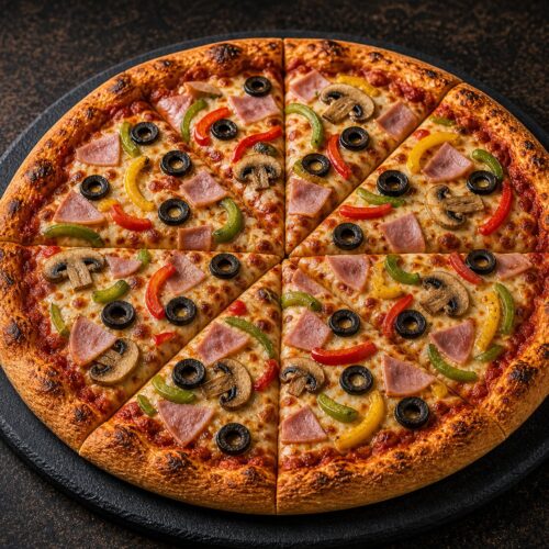 Four Seasons Pizza — Ham, Olives, Mushrooms & Peppers