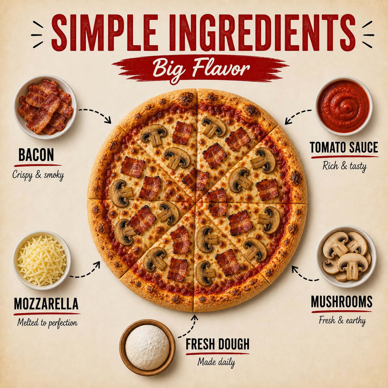 Alla Rae Pizza — Bacon & Mushroom - Image 3