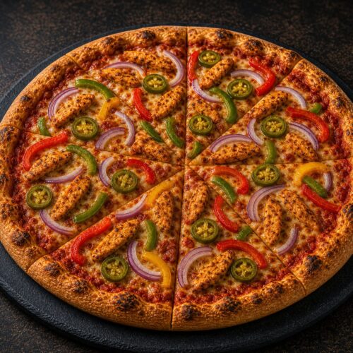 Flamin Chicken Pizza — Spicy Chicken, Peppers & Jalapeños