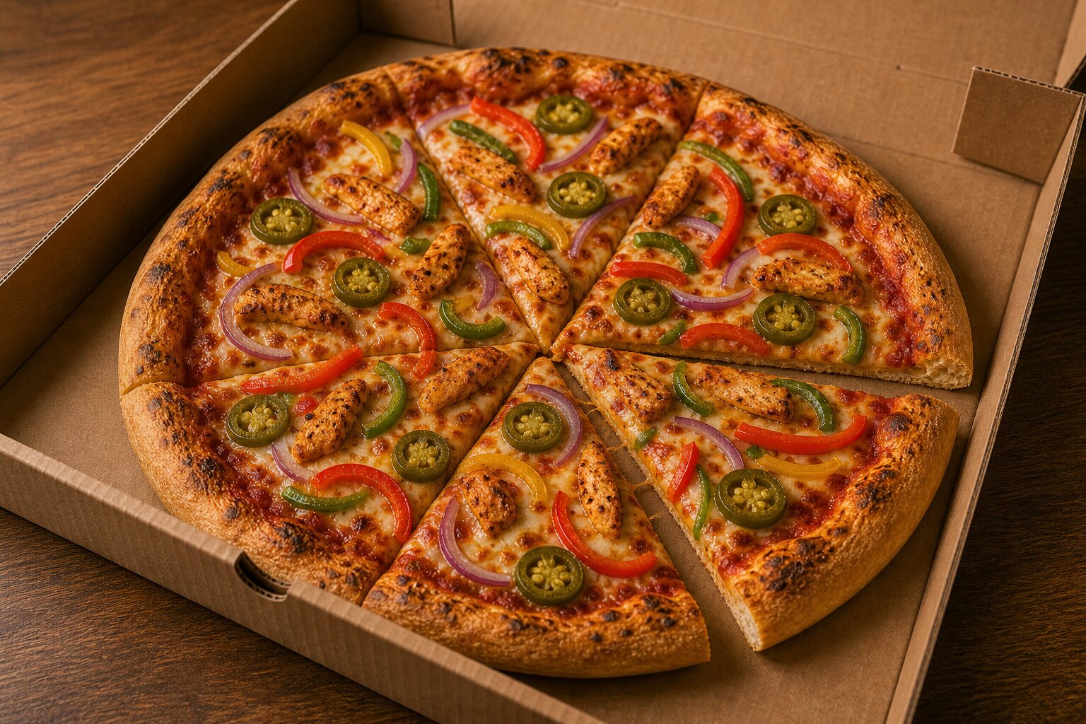 Flamin Chicken Pizza — Spicy Chicken, Peppers & Jalapeños - Image 5