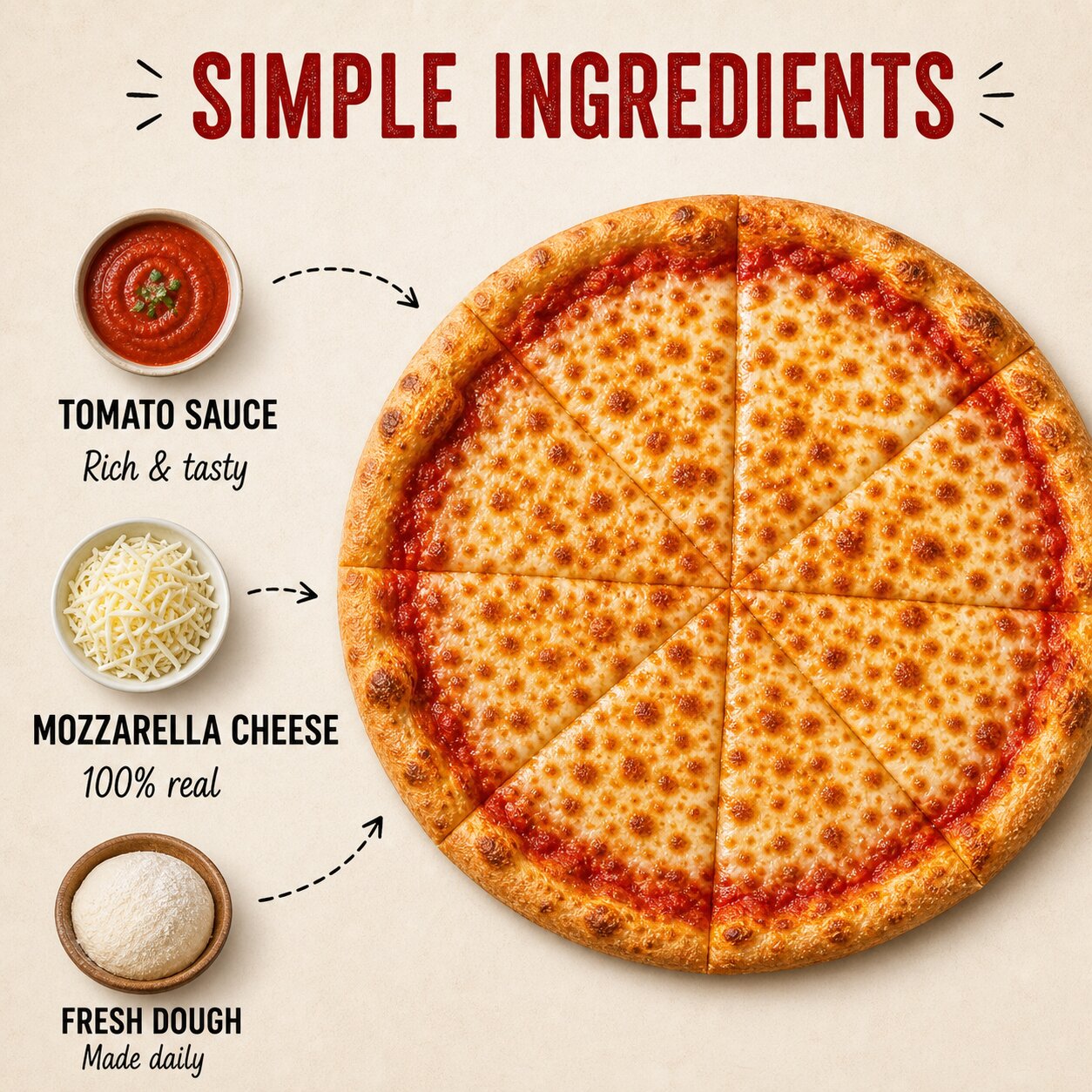 Margherita Pizza — Cheese & Tomato - Image 3
