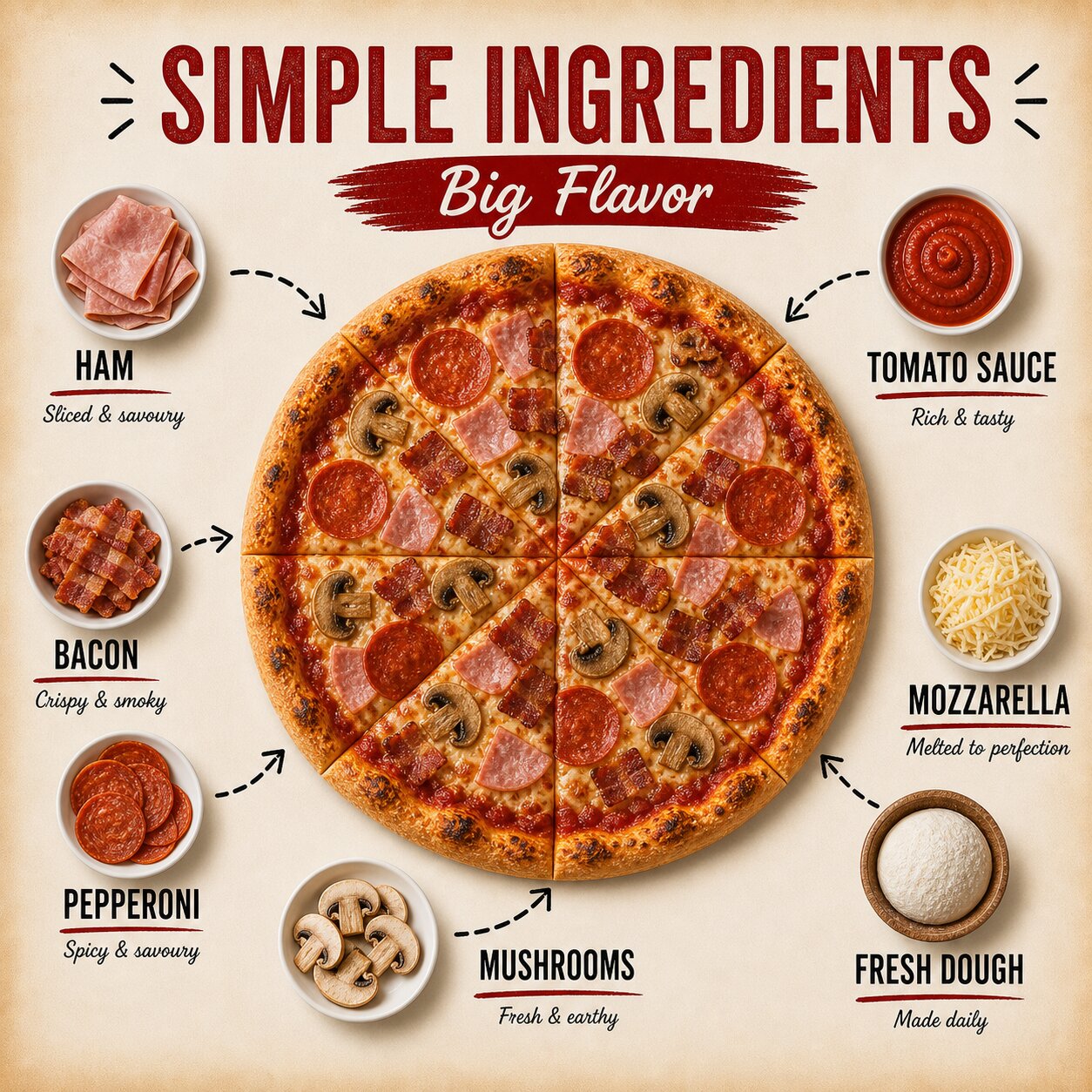 New Yorker Pizza — Ham, Bacon, Pepperoni & Mushroom - Image 3