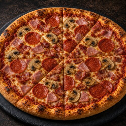 New Yorker Pizza — Ham, Bacon, Pepperoni & Mushroom