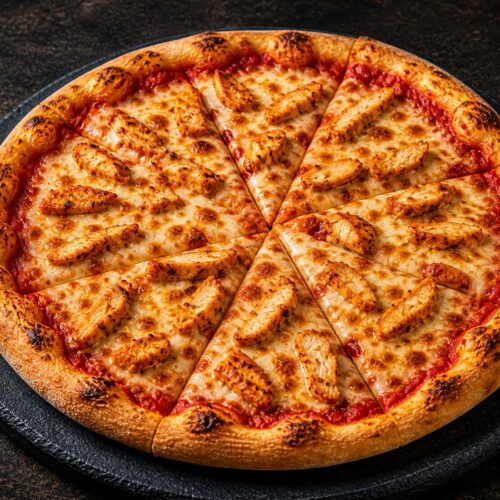 Spicy Chicken Pizza — Sliced Spicy Chicken