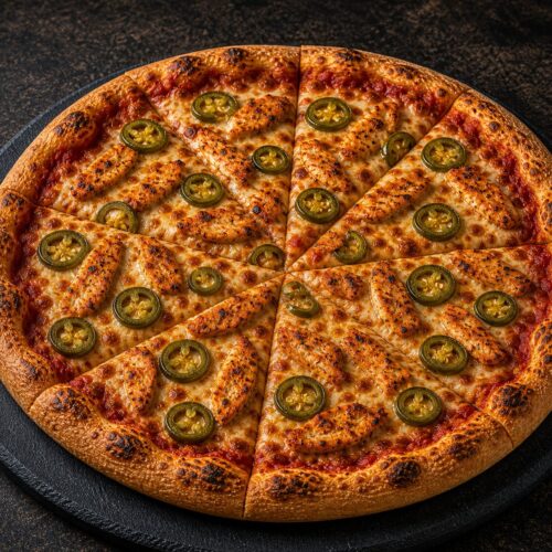 Hot & Tasty Pizza — Spicy Chicken & Jalapeños