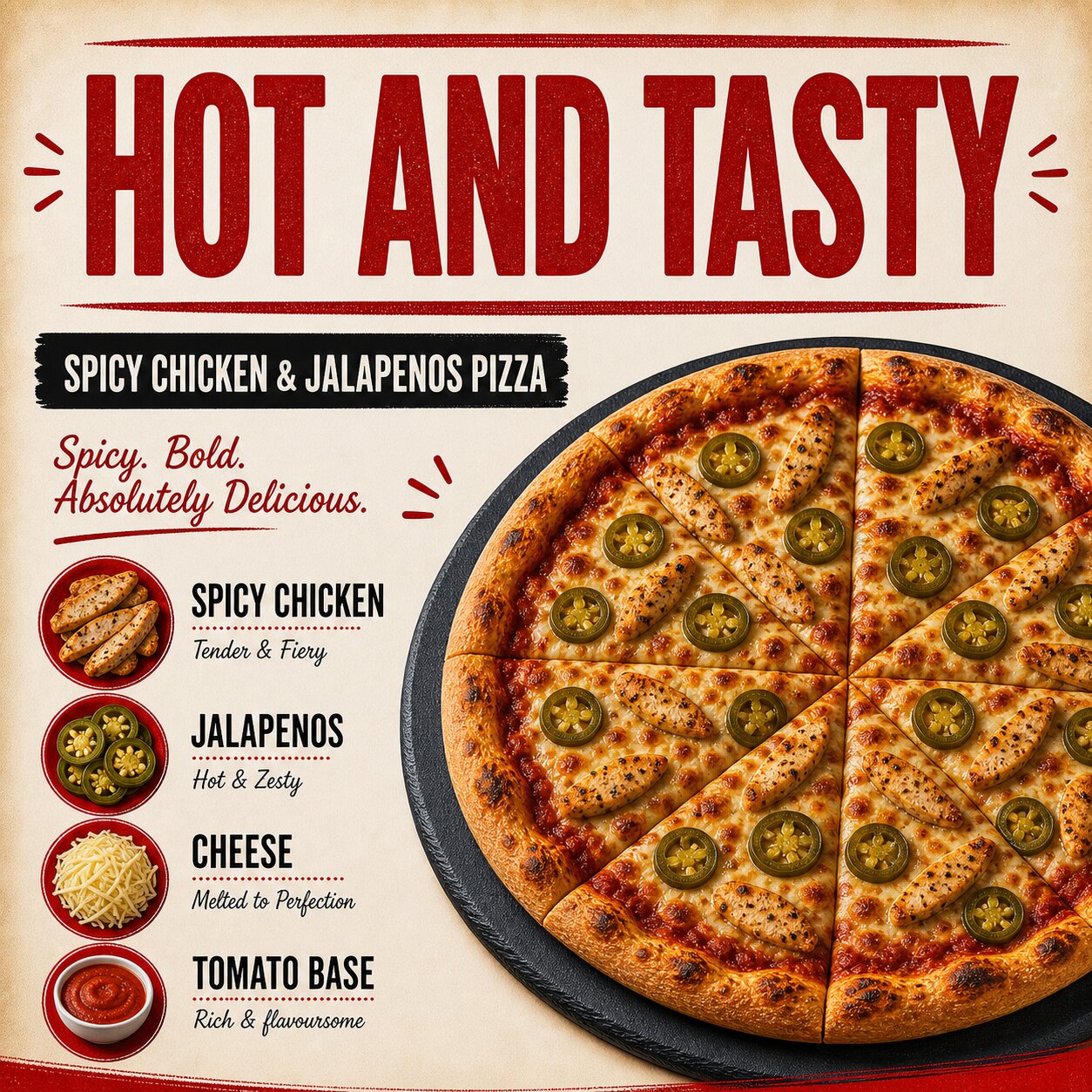Hot & Tasty Pizza — Spicy Chicken & Jalapeños - Image 2